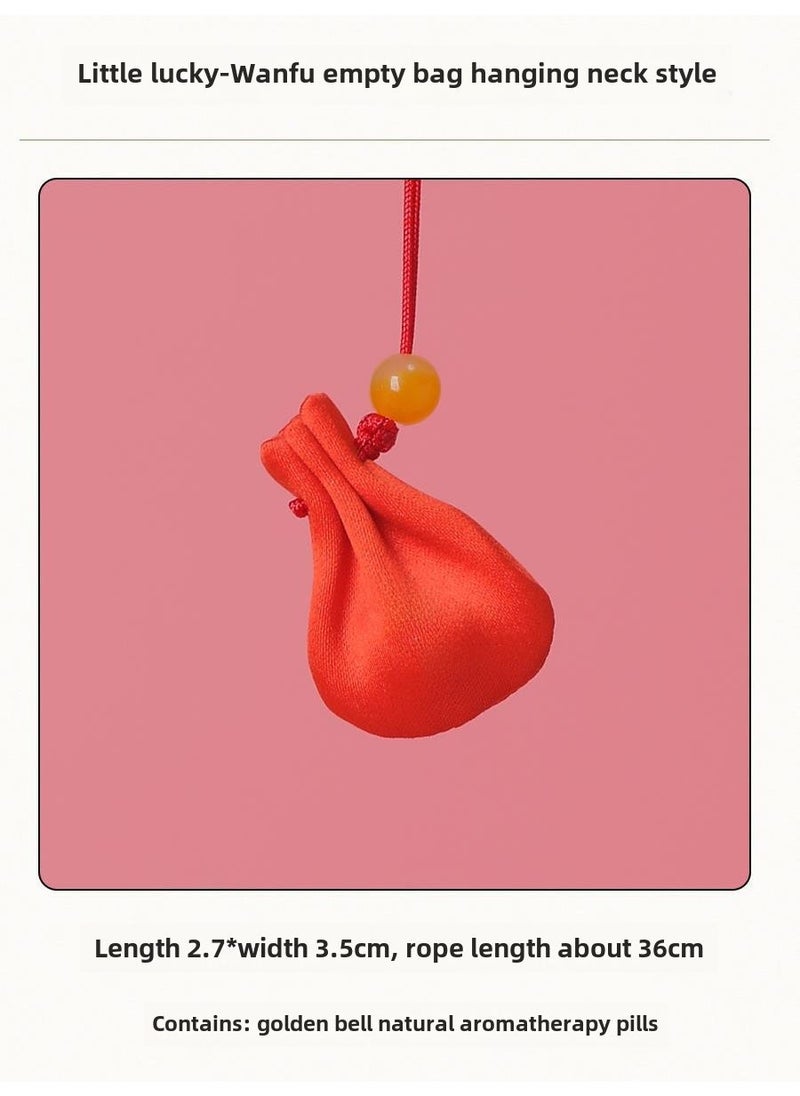 Traditional Fragrance Sachet Pendant Necklace Wan Fu Xiao is indeed lucky to have a golden red empty bag with fragrant pills and bells. 