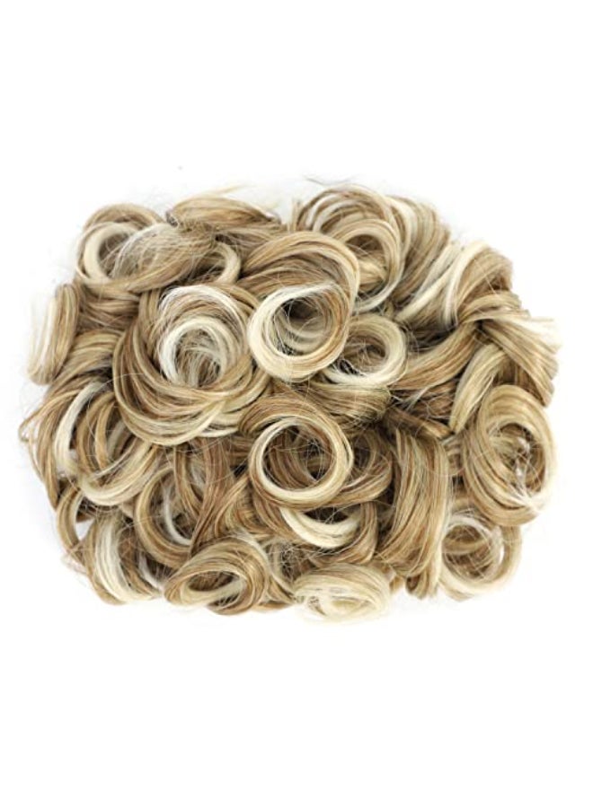 SWACC Short Messy Curly Dish Hair Bun Extension Easy Stretch hair Combs Clip in Ponytail Extension Scrunchie Chignon Tray Ponytail Hairpieces Chestnut Brown Blonde Blend6AT88 - Image 4