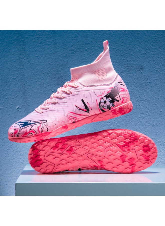 High-top Studded Football Shoes For Boys, Girls, And Adults, Breathable Anti-slip Training Shoes, Long Studs Competition Sports Sneakers
