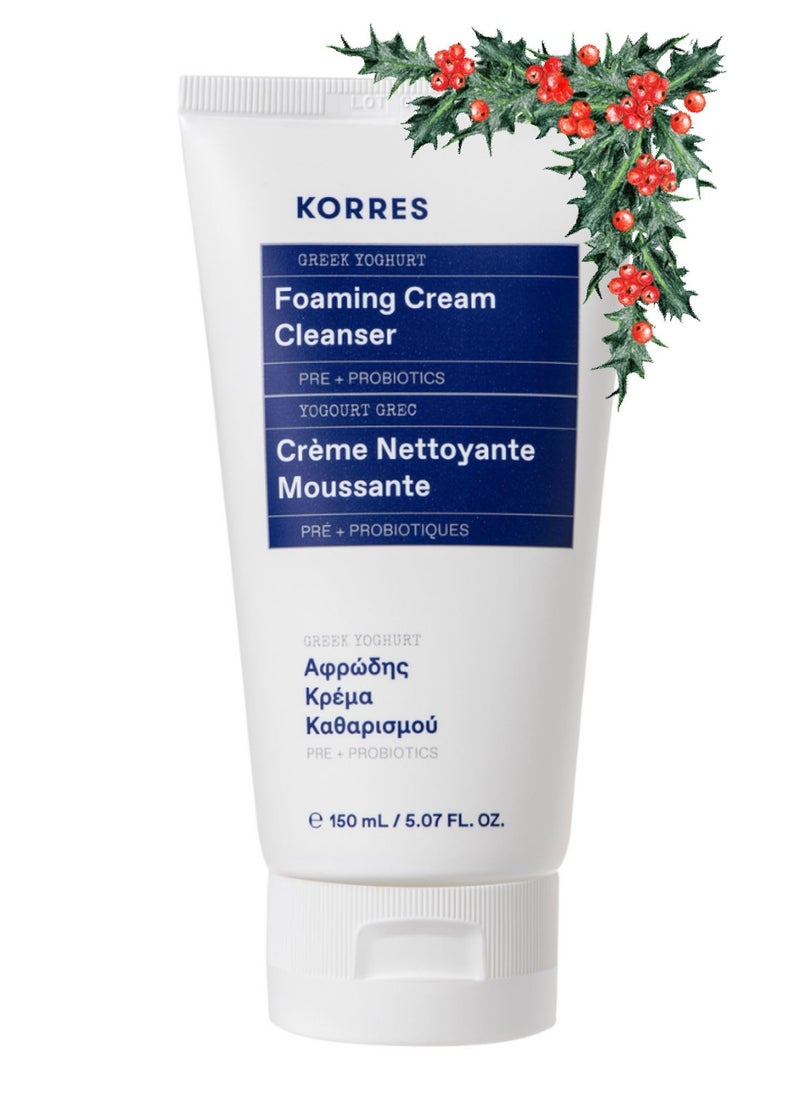 KORRES Greek Yoghurt Foaming Cream Cleanser, Hydrating, Deep Cleansing Skin Care, Makeup Remover, Face Wash for Women, Cream to Foam Facial Cleanser for Dry, Oily, Sensitive, Any Skin Type, 5.07 fl oz - Image 1