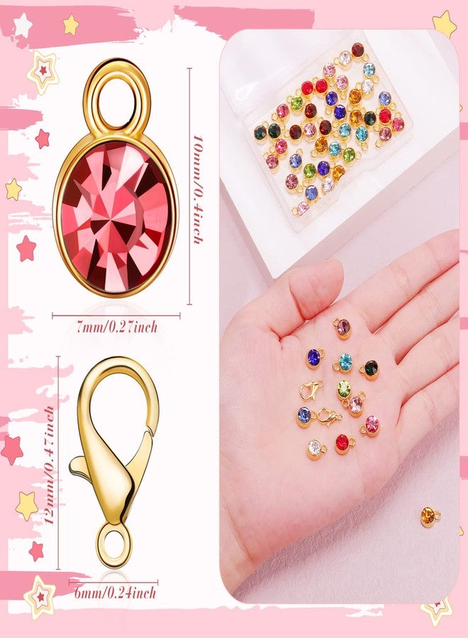 Sureio 120 Pieces Crystal Dangle Charms Pendants with Lobster Clasp Crystal Birthstone Charms Handmade Dangle Bead Charms DIY Round Jewelry Charms for Jewelry Earring Accessory, 12 Colors (Assorted Color) - Image 4