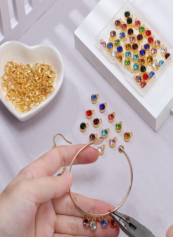 Sureio 120 Pieces Crystal Dangle Charms Pendants with Lobster Clasp Crystal Birthstone Charms Handmade Dangle Bead Charms DIY Round Jewelry Charms for Jewelry Earring Accessory, 12 Colors (Assorted Color) - Image 3