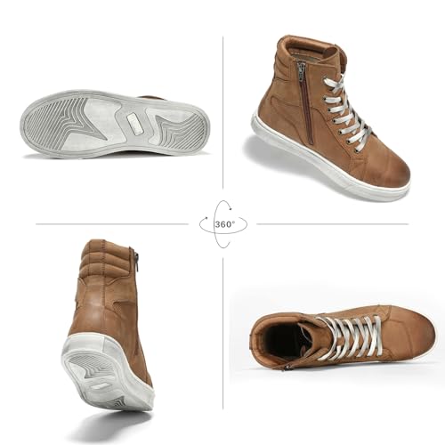 BORLENI Cowhide Leather Motorcycle Breathable Riding Shoes - Casual Outdoor Street Motorcycle Boots for Men - Image 2