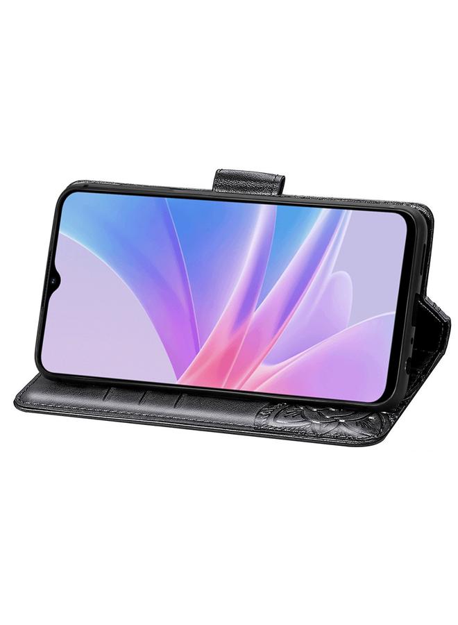 اس-توب جراب لهاتف OPPO A58 4G، جراب هاتف من الجلد المنقوش بنقشة زهور الحب على شكل فراشة - Image 4