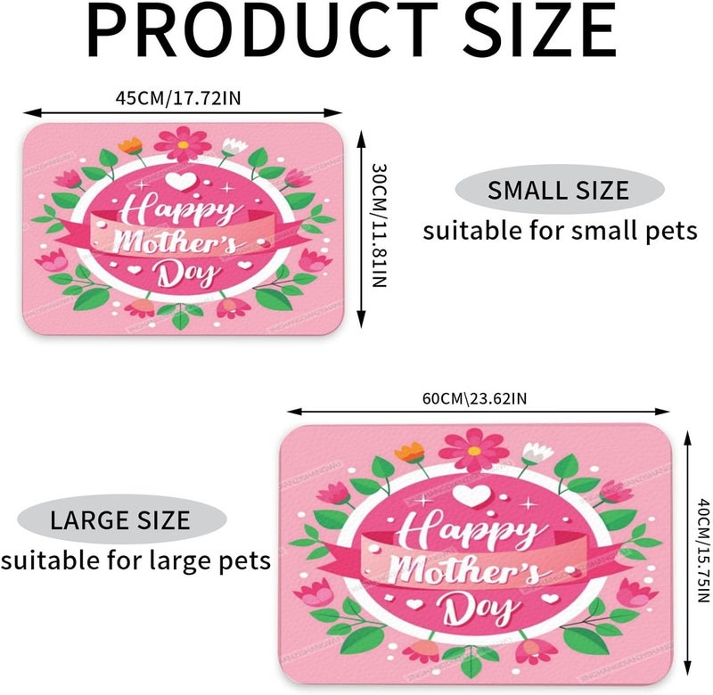 Absorbent Dog Water Cat Mat for Food Water Bowl Quick Dry Happy Mother's Day Floral Gift for Mom X Pet Feeding Mats No Stains Dog Food Mat Pet Accessories Supplies Cat Bowl Mats 18X12In - Image 4