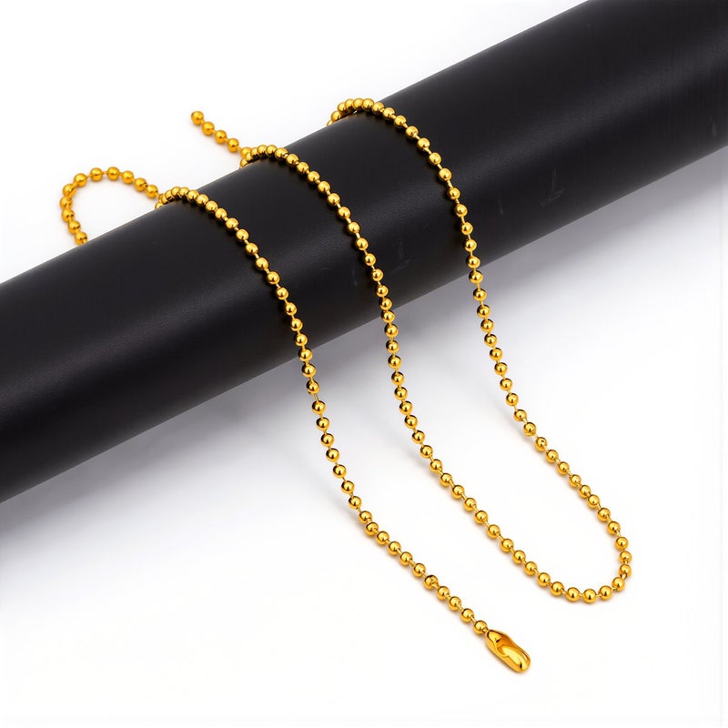 Unisex Simple Ball Chain Necklace 2.4mm 60cm Lightweight All Day Wear - Image 1
