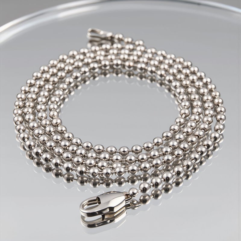 Unisex Simple Ball Chain Necklace 2.4mm 60cm Lightweight All Day Wear - Image 5