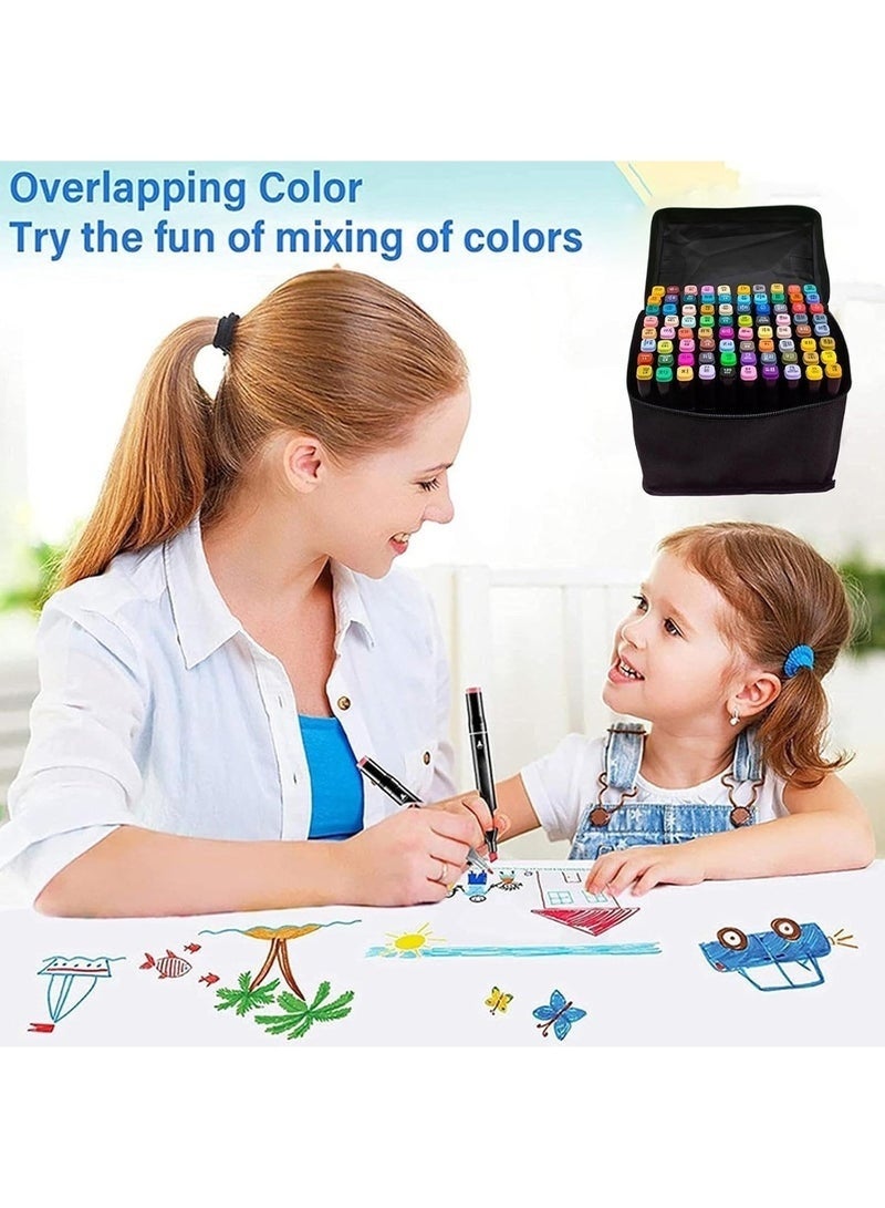 24 Colors Dual Tip Alcohol Markers Set – Professional Art Drawing and Coloring Pens with Fine and Chisel Tips for Sketching Shading Anime Manga Illustration and Fashion Design – Fast Drying Blendable Colored Markers with Carrying Case for Kids Adults Artists Students and Creative Projects - Image 3