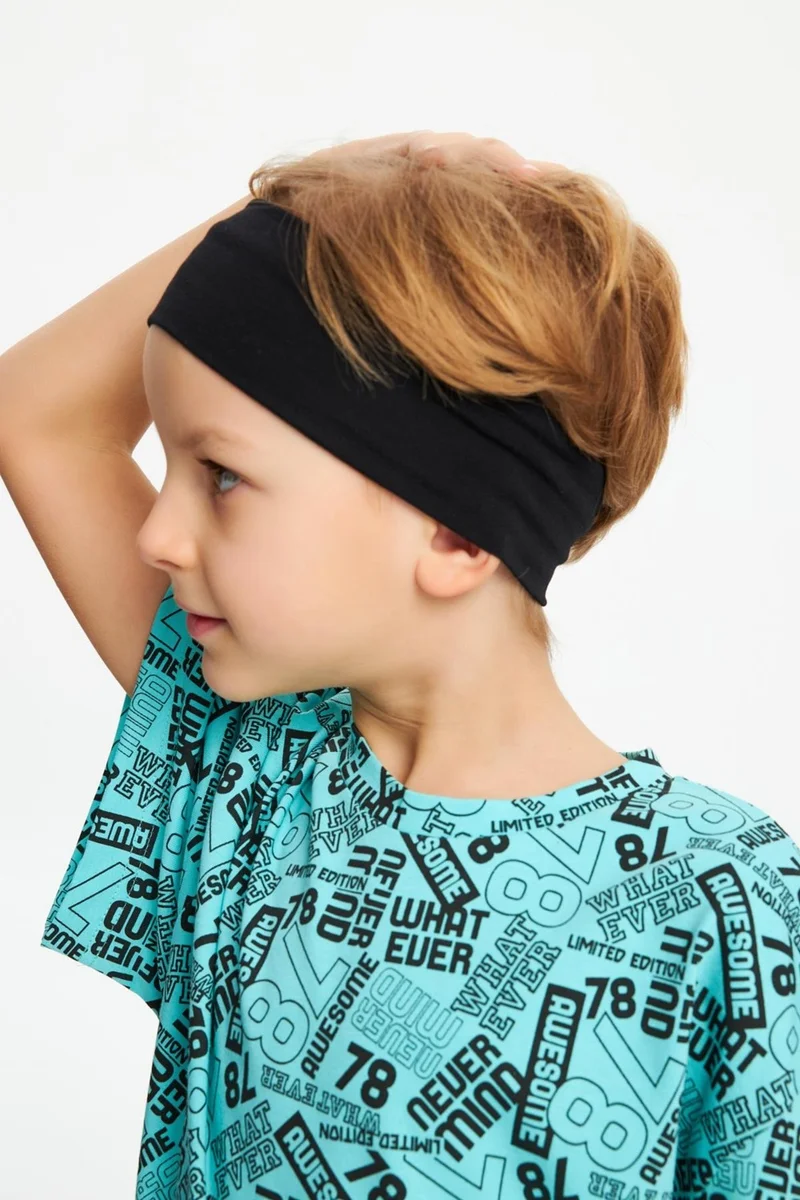 بيبيجيز Navy Blue-Turquaz Boy's Cotton Oversize Turquaz T-Shirt Navy Blue Bandana 2-Piece Set