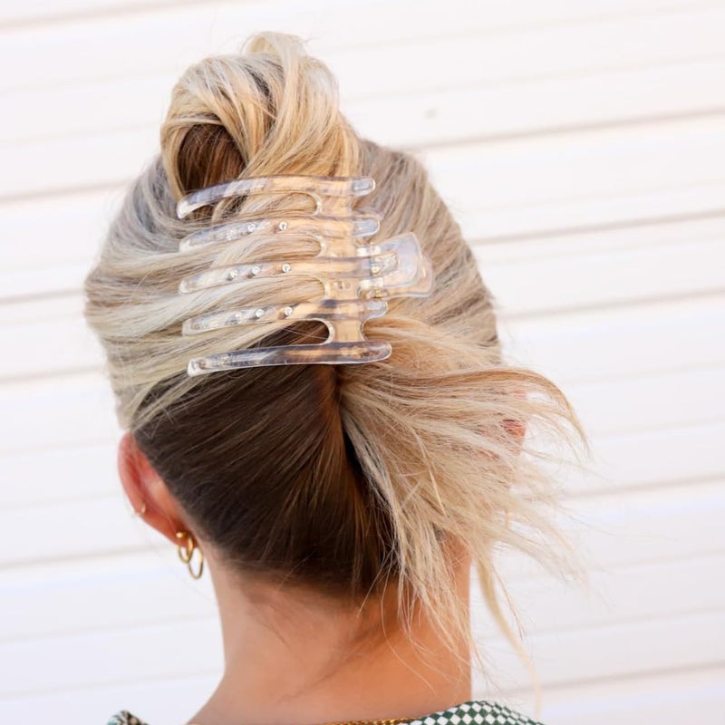 KAXI Large Wide Lay Down Hair Claw Clips, Extra Large Hair Clips for Think & Thick Hair (Clear) - Image 1