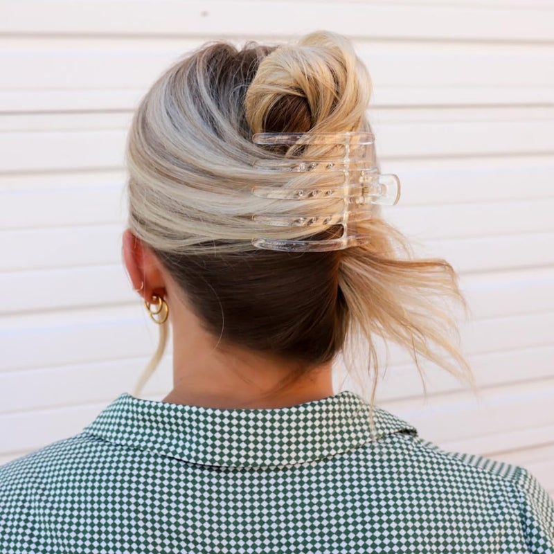 KAXI Large Wide Lay Down Hair Claw Clips, Extra Large Hair Clips for Think & Thick Hair (Clear) - Image 3