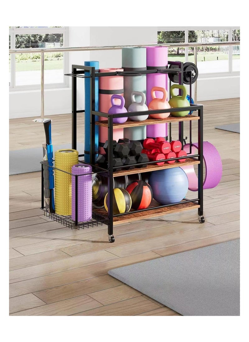 Royal Polar Yoga Mat Storage Racks,Home Gym Storage Rack for Dumbbells Kettlebells Foam Rolle，Dumbbell Rack Weight Stand Rack for Dumbbells with Wheels  - Image 3