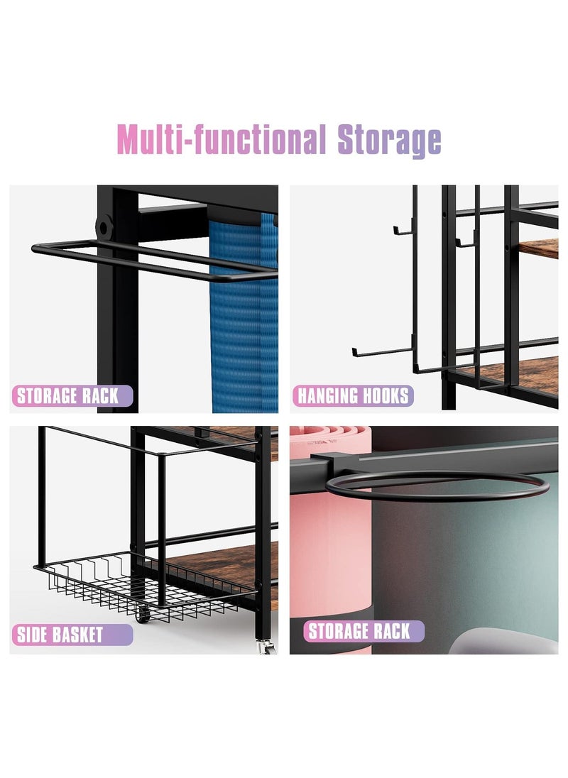Royal Polar Yoga Mat Storage Racks,Home Gym Storage Rack for Dumbbells Kettlebells Foam Rolle，Dumbbell Rack Weight Stand Rack for Dumbbells with Wheels  - Image 5