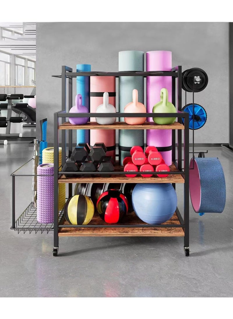 Royal Polar Yoga Mat Storage Racks,Home Gym Storage Rack for Dumbbells Kettlebells Foam Rolle，Dumbbell Rack Weight Stand Rack for Dumbbells with Wheels  - Image 4