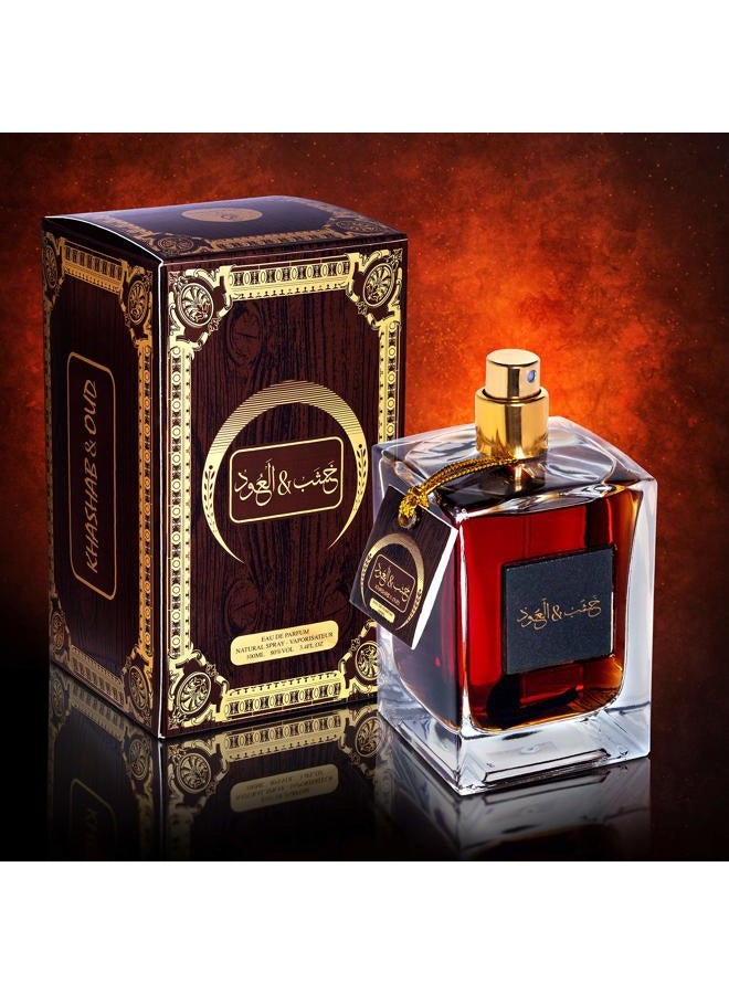 ARABIYAT Unisex Khashab & Oud Eau de Parfum – 100ml, Oriental Woody & Cedar Fragrance for Men and Women, Luxury Brown Edition - Image 4