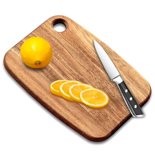 Erwuldor Mini Acacia Wood Cutting Board with Hanging Hole,6.5x9"Small Wooden cutting board-Rectangular Charcuterie Board-Cheese Cutting Board-Serving Board.BPA Free For Vegetables,Fruit,Bread,Meat - Image 1