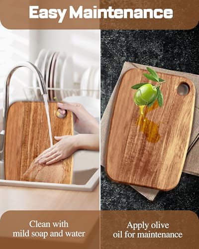 Erwuldor Mini Acacia Wood Cutting Board with Hanging Hole,6.5x9"Small Wooden cutting board-Rectangular Charcuterie Board-Cheese Cutting Board-Serving Board.BPA Free For Vegetables,Fruit,Bread,Meat - Image 5