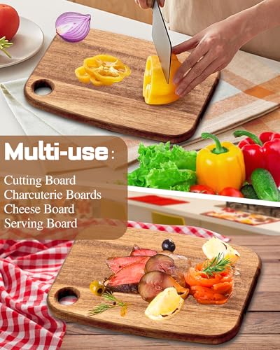 Erwuldor Mini Acacia Wood Cutting Board with Hanging Hole,6.5x9"Small Wooden cutting board-Rectangular Charcuterie Board-Cheese Cutting Board-Serving Board.BPA Free For Vegetables,Fruit,Bread,Meat - Image 4