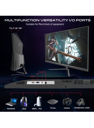 شاشة ألعاب 27 بوصة، شاشة كمبيوتر FHD 1080P 120 هرتز IPS 1 مللي ثانية، شاشة IPS عريضة، HDMI 2.1 سريع ومنفذ عرض VGA ومكبرات صوت مدمجة تدعم PS5 - view 4