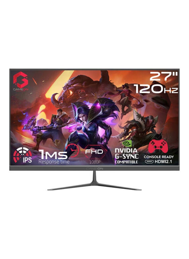 جايم أون شاشة ألعاب 27 بوصة، شاشة كمبيوتر FHD 1080P 120 هرتز IPS 1 مللي ثانية، شاشة IPS عريضة، HDMI 2.1 سريع ومنفذ عرض VGA ومكبرات صوت مدمجة تدعم PS5 - Image 1