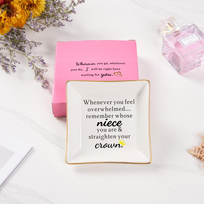 Spegiffu Niece Gifts from Auntie - Jewelry Dish Tray - 'When You Feel Overwhelmed...Straighten Your Crown', Birthday, Mother's Day, Christmas, Valentine's, Wedding, Graduation - Image 3