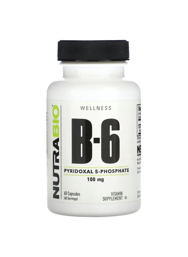 NutraBio NutraBio, B-6, 100 mg, 60 Capsules  - Image 1
