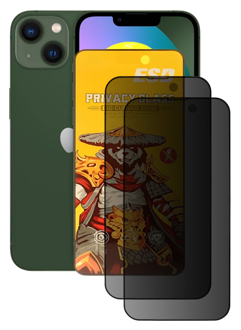 ESD 2 Pieces Tempered Dustproof Privacy Glass Screen Protector Compatible For iPhone 13 - Image 1