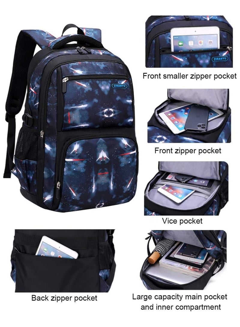 ZIRANYU Lightweight Kids Backpack for Boys Girls, School Backpack with Matching Lunch Box, Space Galaxy Book Bag for Preschool Kindergarten Elementary School - Image 5