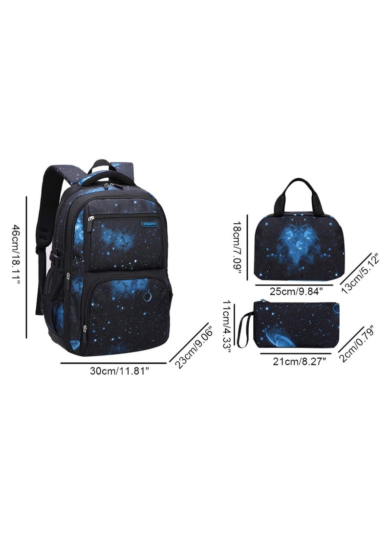 ZIRANYU Lightweight Kids Backpack for Boys Girls, School Backpack with Matching Lunch Box, Space Galaxy Book Bag for Preschool Kindergarten Elementary School - Image 2