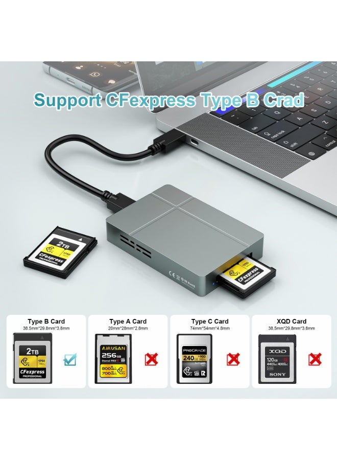 Rocketek 40Gbps High Speed Card Reader USB4 CFexpress Type B Card Reader, Aluminum USB C Memory Card Reader up to 3500MB/s for 4K 8K Video, Plug and Play Compatible with PC Mac Tablet - Image 3