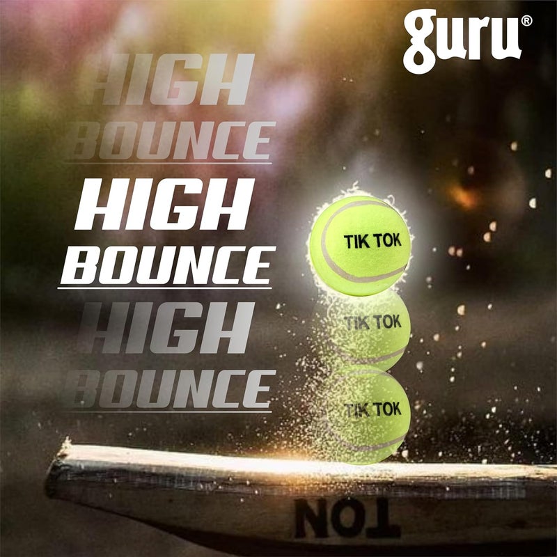 guru كرة تنس كريكيت مطاطية، كرة كريكيت خفيفة الوزن 75 جرام من تيك توك (عبوة من 3، صفراء) - Image 5