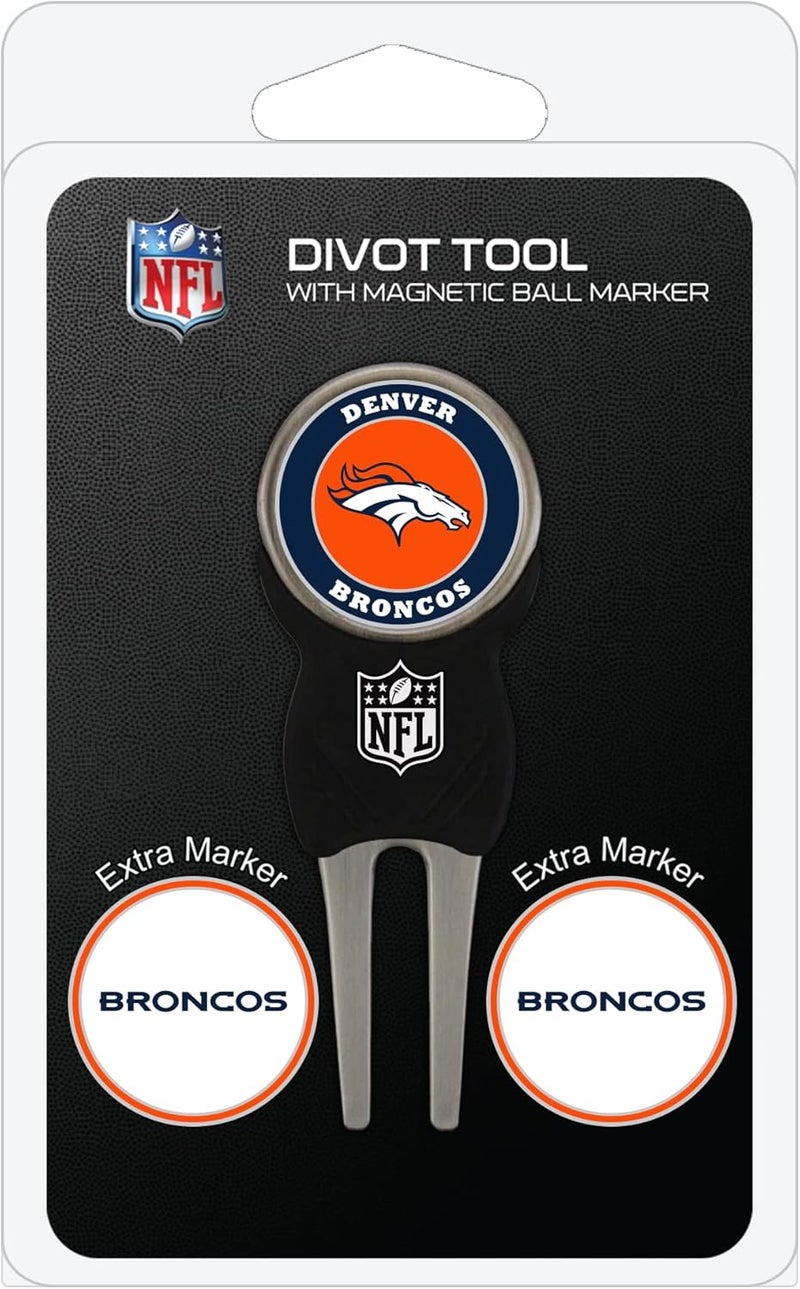 NFL Divot Tool with 3 Golf Ball Markers Pack, Markers are Removable Magnetic Double-Sided Enamel