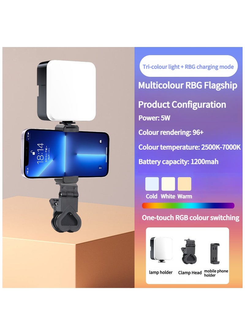 LED Video Light,Computer Light for Meeting Video Light,Multi-Angle Adjustable & Splicable Multi-Functional Pocket Fill Light LED Selfie Light with Clips Portable Phone Light for Video Shooting Vlogging Kit, 60 Beads 3 Colors 9 Modes 1800mAh Battery, Fill Light for iPhone Photo Camera Computer Laptop TikTok Makeup Video Call  - Image 1