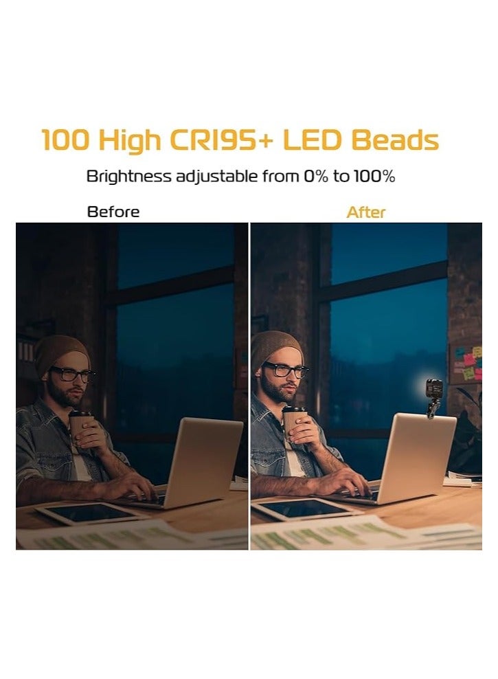 LED Video Light,Computer Light for Meeting Video Light,Multi-Angle Adjustable & Splicable Multi-Functional Pocket Fill Light LED Selfie Light with Clips Portable Phone Light for Video Shooting Vlogging Kit, 60 Beads 3 Colors 9 Modes 1800mAh Battery, Fill Light for iPhone Photo Camera Computer Laptop TikTok Makeup Video Call  - Image 2