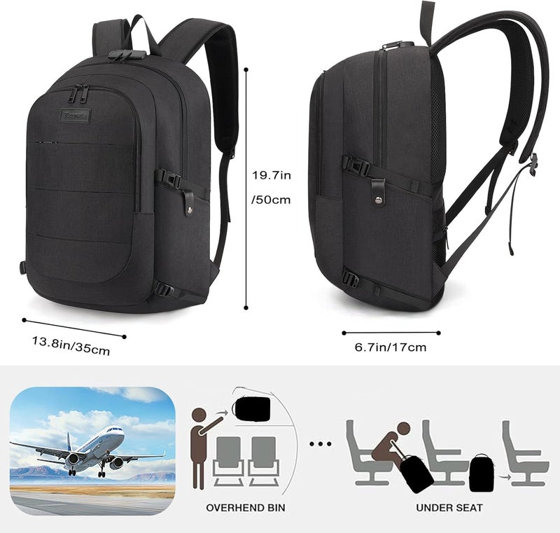 Tzowla Travel Laptop Backpack Water Resistant Anti-Theft Bag with USB Charging Port and Lock 17.3 Inch Computer Business Backpacks for Women Men College School Student Gift,Bookbag Casual Hiking Daypack - Image 4