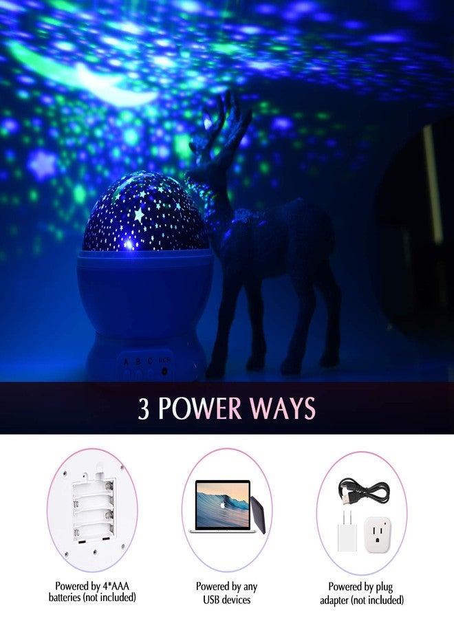 SUNNEST Upgraded 2 in 1 360-Degree Rotating 8 Colors Moon Star Night Light Undersea Projector Lamp (White-blue) - Image 5