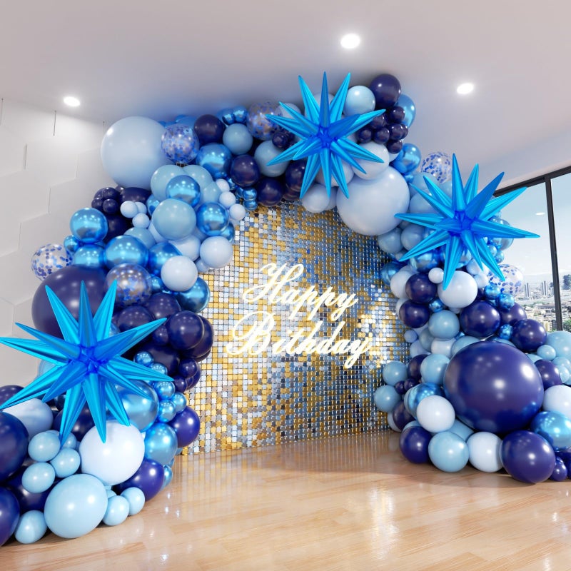 ADOINBY Blue Balloon Arch Kit 152Pcs Chrome Macaron Navy Blue Balloons and Stars Balloon Garland kit Different Size Balloons Kit for Men Birthday Graduation Baby Shower Anniversary Party Decorations - Image 3