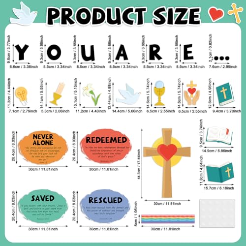 Naozinebi Christian Jesus Bulletin Board Decoration Set Religious Cross Bible Paper Cutouts You are Positive Inspirational Motivational Borders Sunday School Spring Summer VBS Classroom Prayer Board Supplies - Image 3
