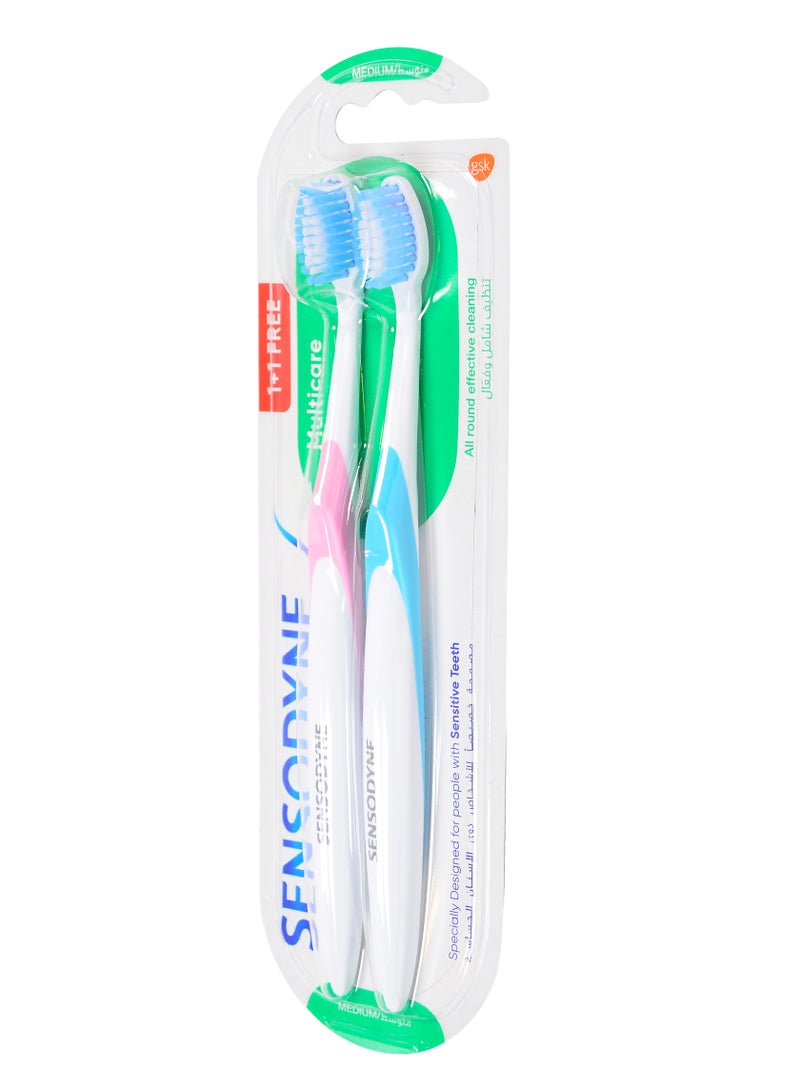 Sensodyne Sensodyne Multicare Toothbrush 1+1 For Sensitive Teeth, Multi Color