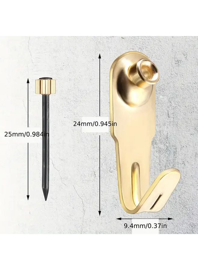 100 قطعة خطافات حائطية ذهبية معدنية متينة تحمل 20 رطلاً لتخزين المنزل والمكتب - Image 4