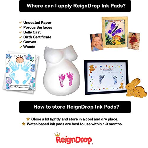 ReignDrop Ink Pad For Baby Footprint & Handprint - Creates Impressive Long Lasting Keepsake Stamp for Infant & Kids. Smudge Proof, Easy to Wipe Off Skin, Safe & Gentle Acid Free(Black) - Image 4