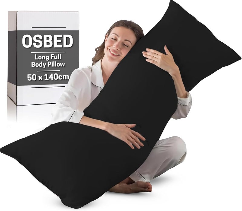 OSBED Soft & Comfy Long Body Pillow for Side Sleepers - 50 x 140cm, Black - Image 1