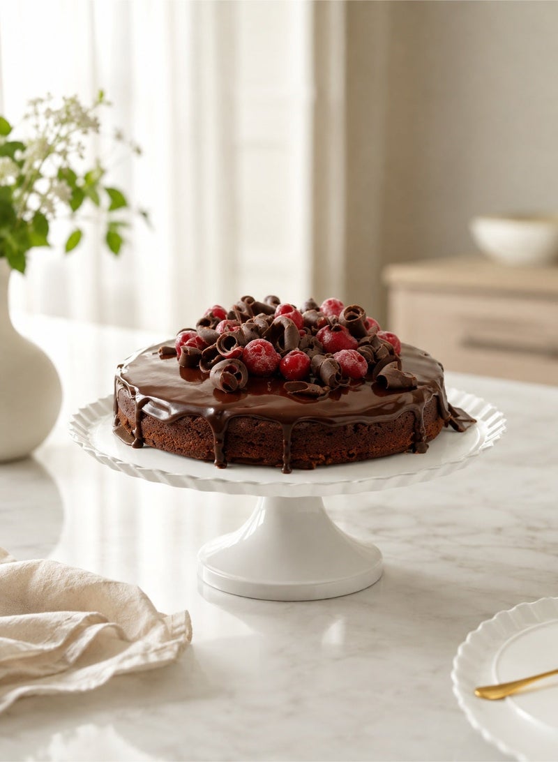 40cm Premium Melamine Break-resistant Round Cake Stand | Flat Plate with Base for Serving Cakes, Desserts and Fruits | Easy to Store Durable and Shatterproof Dishwasher Safe - Image 1