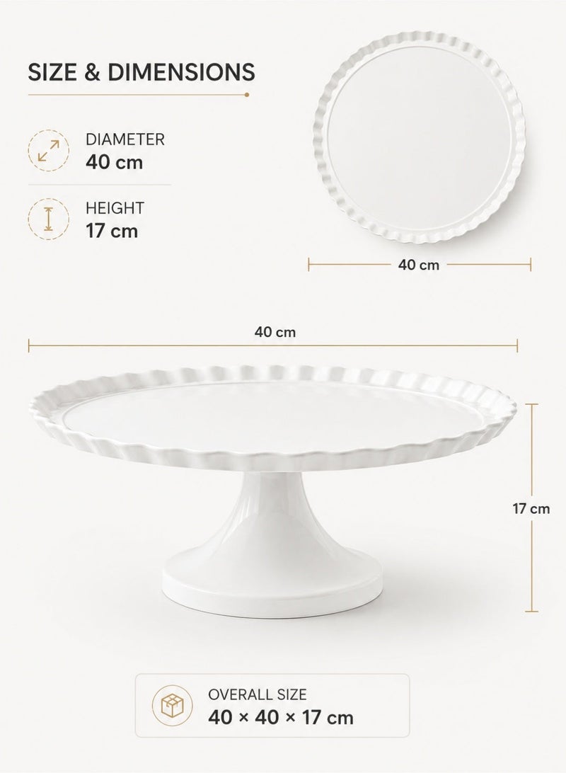 40cm Premium Melamine Break-resistant Round Cake Stand | Flat Plate with Base for Serving Cakes, Desserts and Fruits | Easy to Store Durable and Shatterproof Dishwasher Safe - Image 4