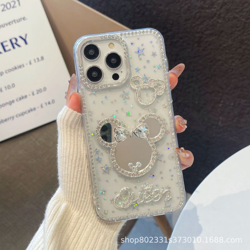 Star Glitter Edge Diamond مناسبة لشركة Apple/Promax Hello Kitty Mirror/Cartoon Mobile Phone Case Trendy - Image 4