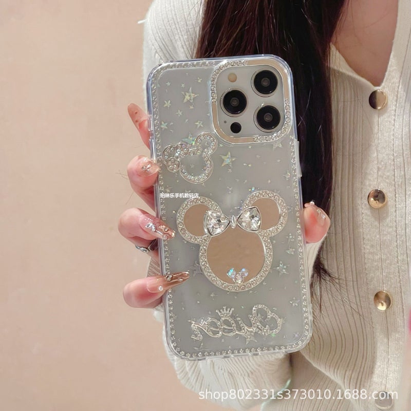 Star Glitter Edge Diamond مناسبة لشركة Apple/Promax Hello Kitty Mirror/Cartoon Mobile Phone Case Trendy - Image 3