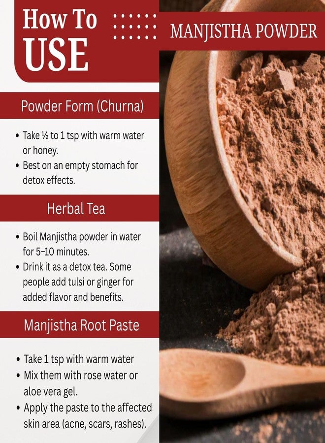 Brijbooti Manjistha Powder (100 gm) | Manjistha Root Powder for Eating | Majith | Indian Madder | FSSAI, GMP, ISO Certified - Image 3