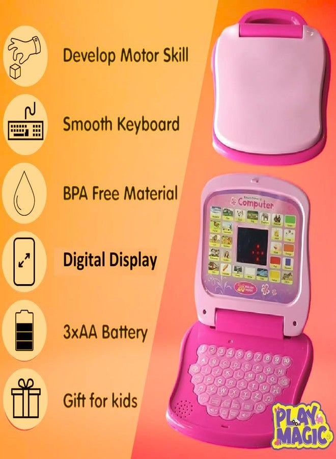 PlayMagic Kids Laptop Computer Toy|Alphabet & Number Chart with LED Display|Activity Set Learning & Educational Toy with Music & Sound|Birthday Gift for Kids 3+|3xAA Battery|Made in India|BIS Approved - Image 2