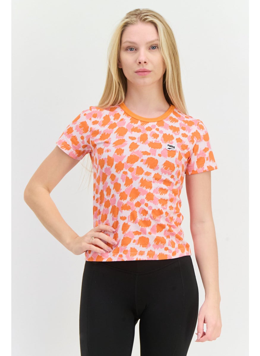 PUMA Women Slim Fit Short Sleeves Outdoors Top, Orange  - Image 1