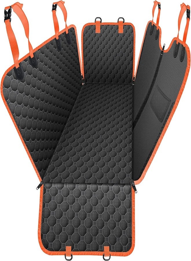 Mancro Dog Car Seat Cover for Back Seat, 2025 Upgraded 600D Heavy Duty Waterproof & Scratch-Resistant Dog Hammock for Car, Back Seat Pet Cover for Dogs with Sedan, Standard, Orange - Image 1
